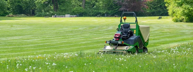 Rasenmäher auf Rasen Rasenmäher auf Rasen